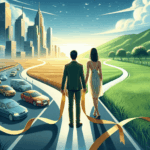 Couple face à deux chemins de vie divergents
