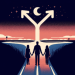 Couple face à un carrefour, projets de vie différents