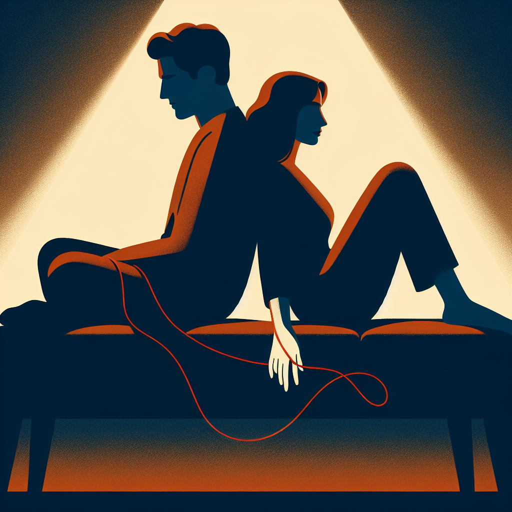 Couple en silence après dispute, pause relationnelle apaisante